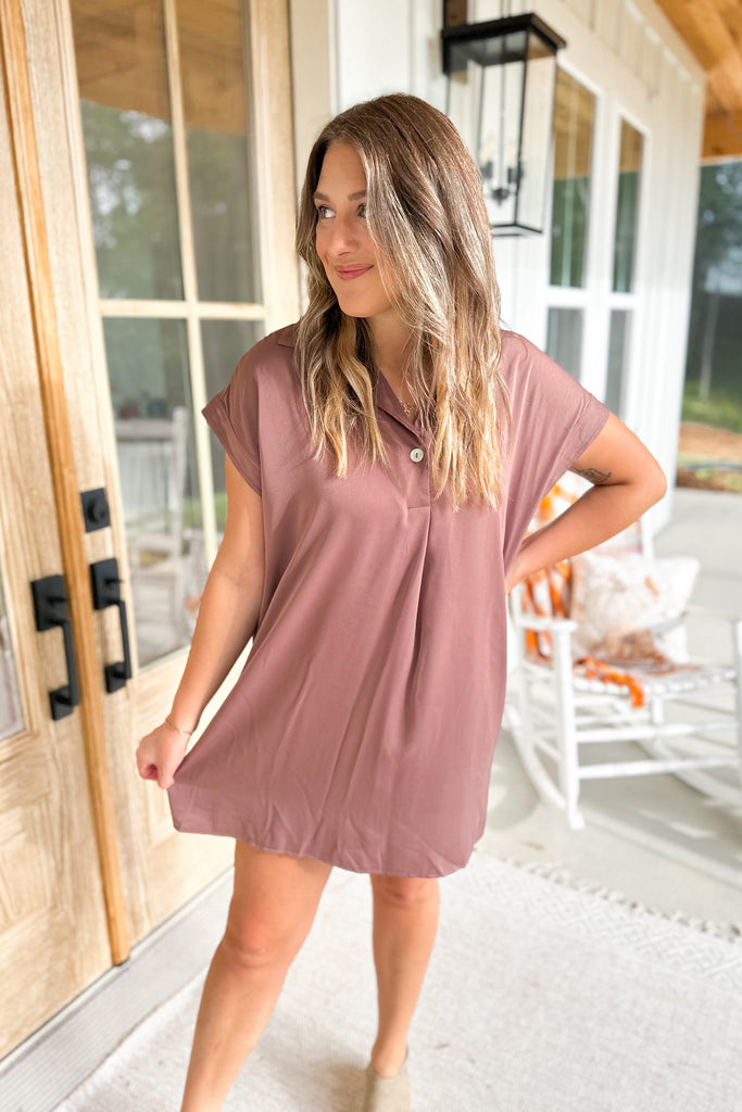 Hope Collared Short Sleeve Button Detail Dress - Be You Boutique