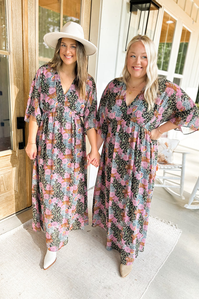 Callan Floral Print V Neck Half Sleeve Maxi Dress - Be You Boutique