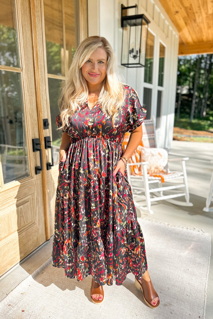 Athens Printed Short Sleeve Tiered Maxi Dress - Be You Boutique