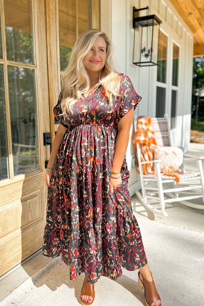 Athens Printed Short Sleeve Tiered Maxi Dress - Be You Boutique