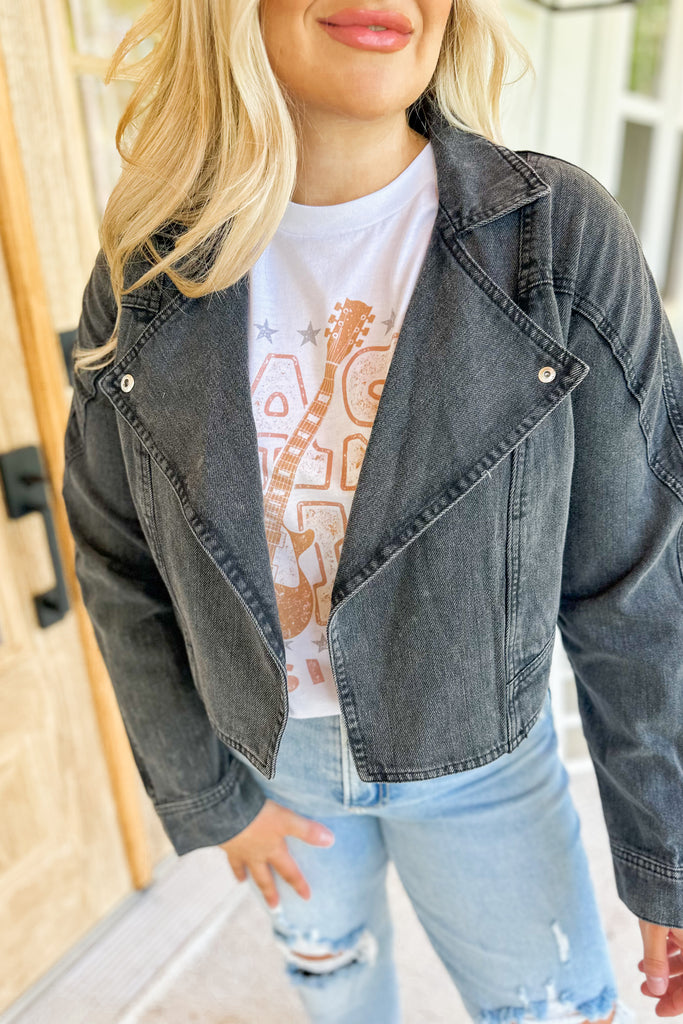 Jess Acid Washed Motorcycle Jacket - Be You Boutique