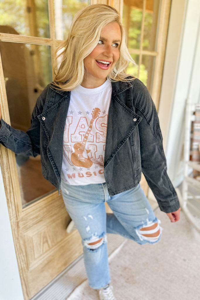Jess Acid Washed Motorcycle Jacket - Be You Boutique