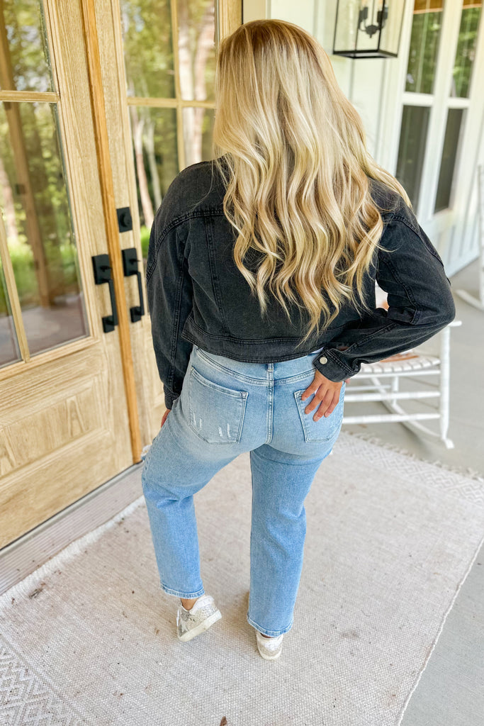 Jess Acid Washed Motorcycle Jacket - Be You Boutique