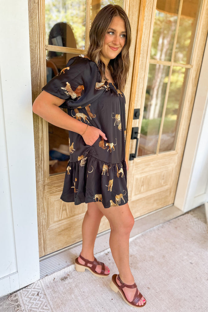 Levi Animal Print Square Neck Short Sleeve Dress - Be You Boutique