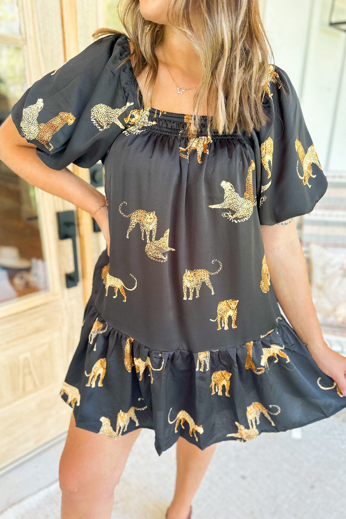 Levi Animal Print Square Neck Short Sleeve Dress - Be You Boutique
