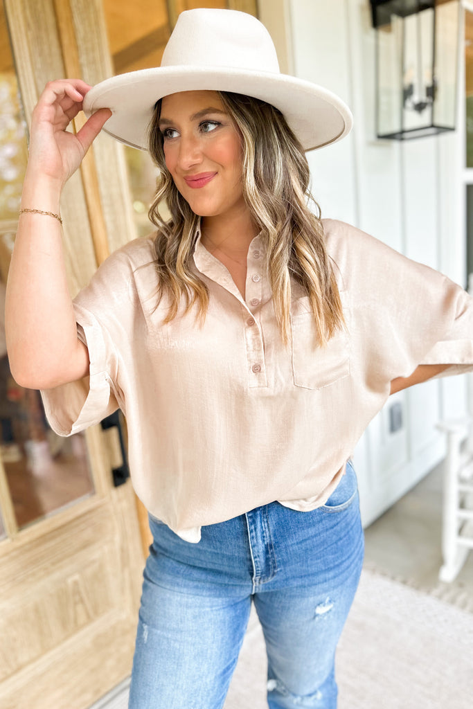 Kelsey Half Sleeved Button Shirt Top - Be You Boutique