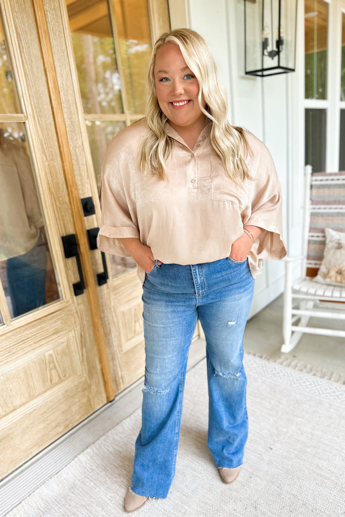 Kelsey Half Sleeved Button Shirt Top - Be You Boutique