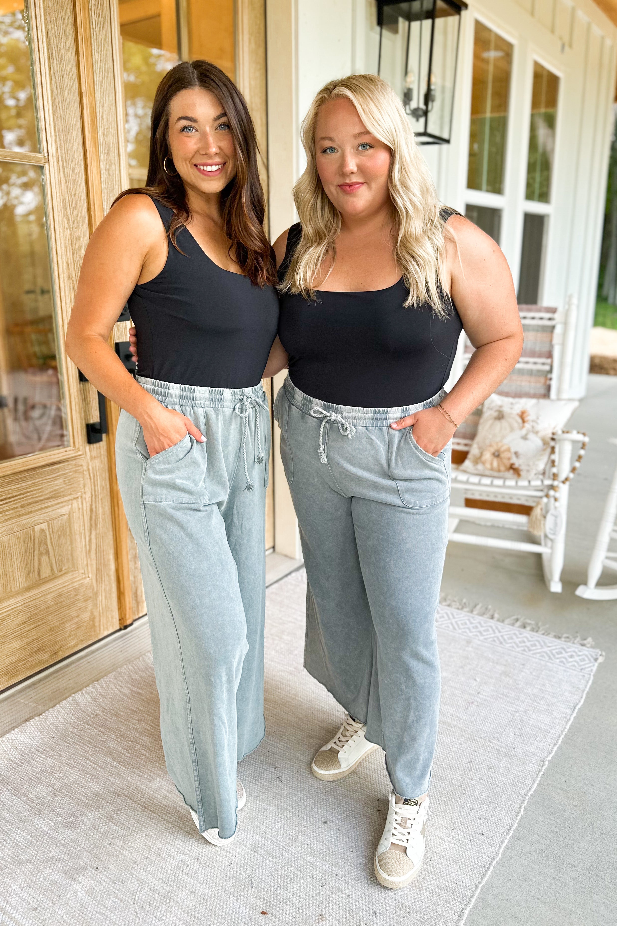 Rachel Washed Terry Knit Wide Leg Pant Bottom - Be You Boutique