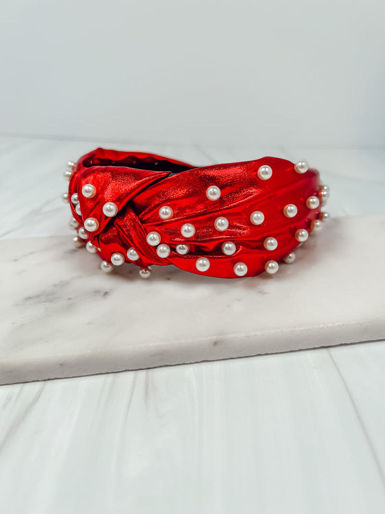 Abbie Pearl Studded Metallic Headband - Be You Boutique
