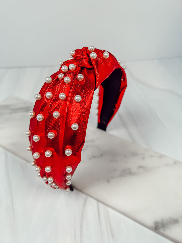 Abbie Pearl Studded Metallic Headband - Be You Boutique