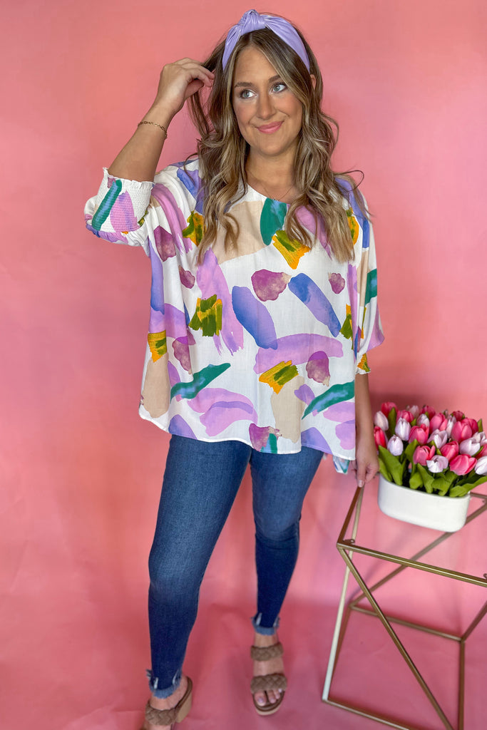 Wilson Short Sleeve Purple Floral Top - Be You Boutique