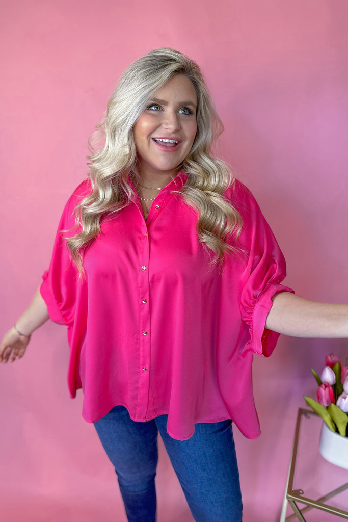 Dani Button Down Satin Top - Be You Boutique