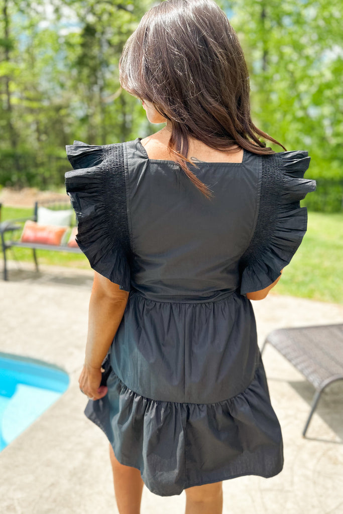 Donya Square Neck Ruffle Sleeve Dress - Be You Boutique