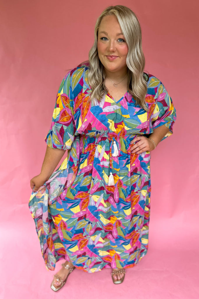 Olem V Neck 1/2 Sleeve Maxi Dress - Be You Boutique