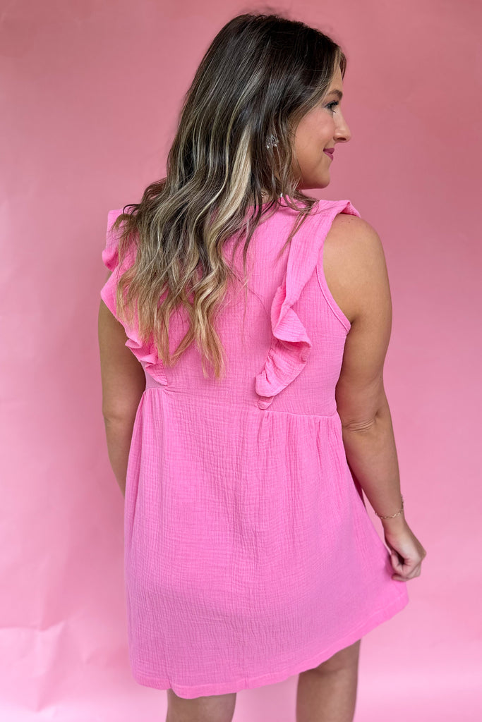 Carlisle Short Sleeve V Neck Button Dress - Be You Boutique