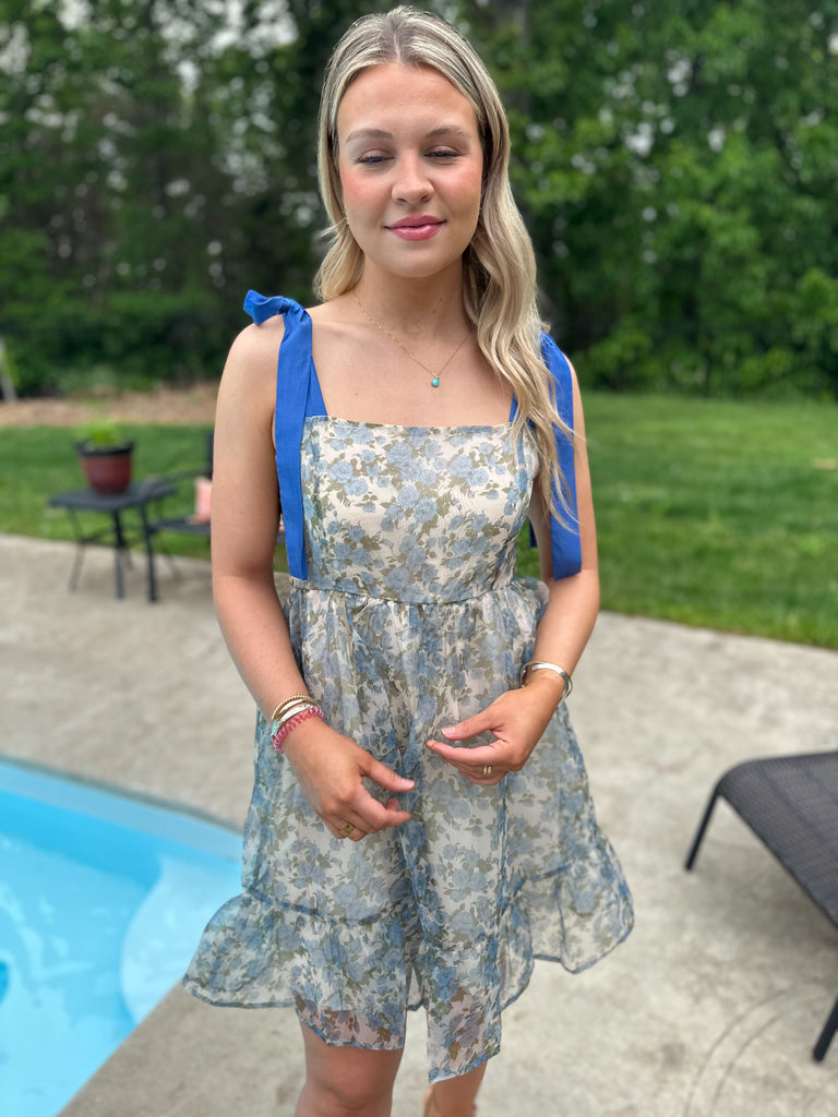 Brantley Flower Print Organza Dress - Be You Boutique
