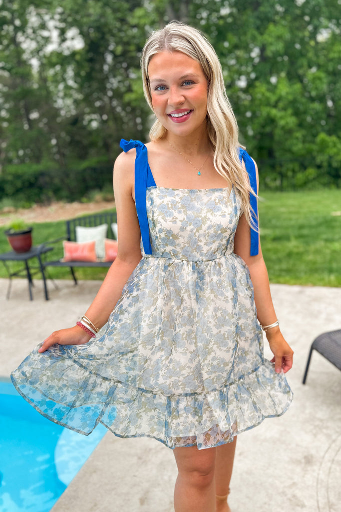 Brantley Flower Print Organza Dress - Be You Boutique