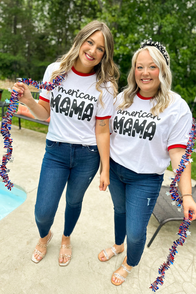 American Mama Graphic Tee Ringer Top - Be You Boutique
