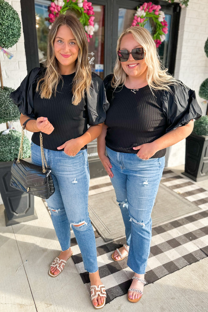 Peggy Poplin Bubble Sleeve Top - Be You Boutique