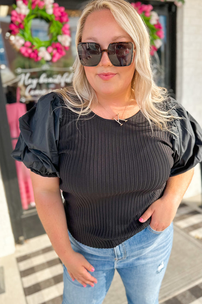 Peggy Poplin Bubble Sleeve Top - Be You Boutique