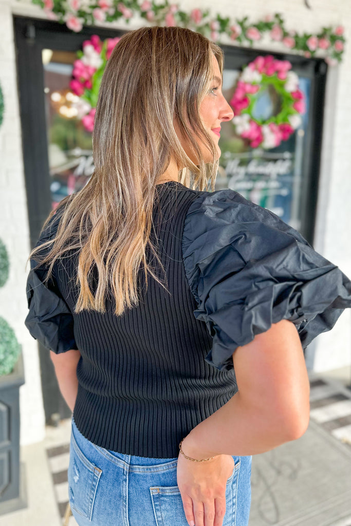 Peggy Poplin Bubble Sleeve Top - Be You Boutique