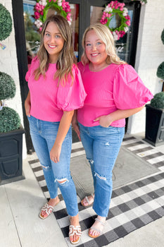 Peggy Poplin Bubble Sleeve Top - Be You Boutique