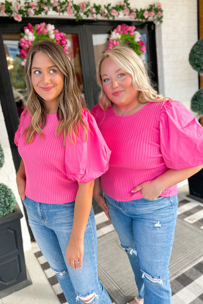 Peggy Poplin Bubble Sleeve Top - Be You Boutique