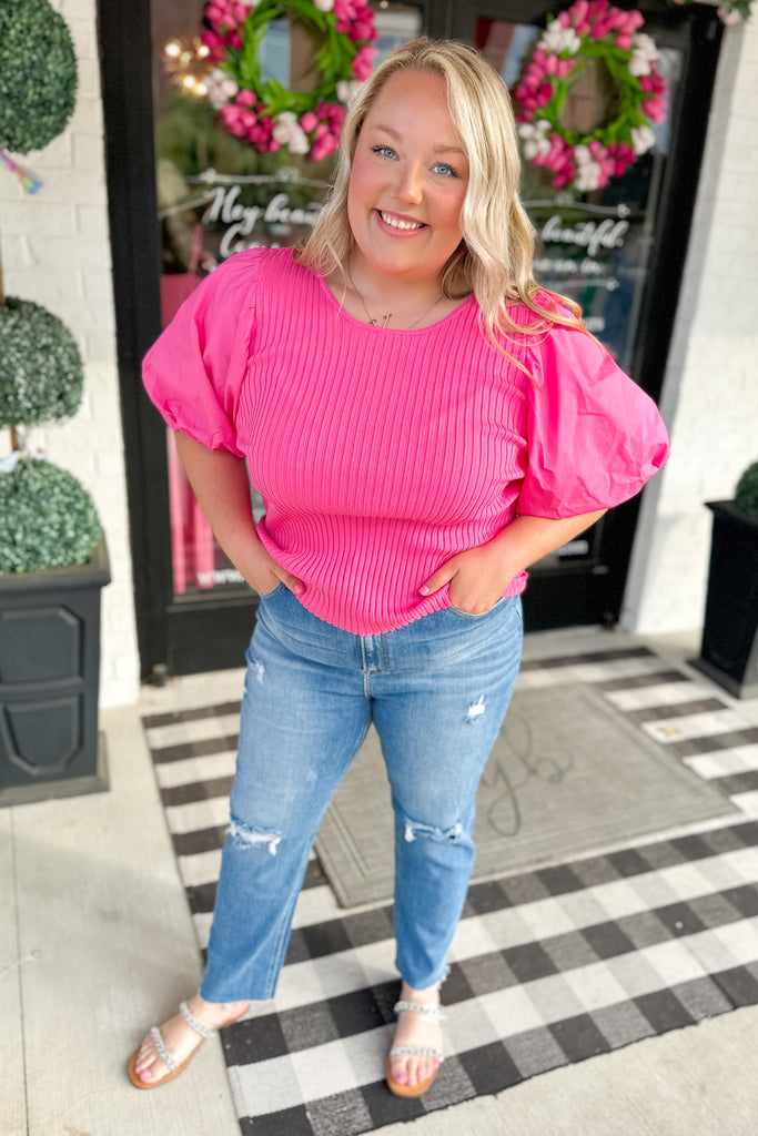 Peggy Poplin Bubble Sleeve Top - Be You Boutique