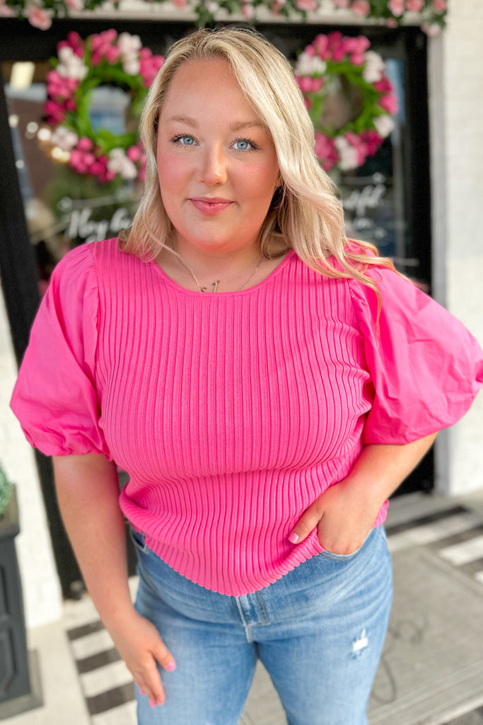 Peggy Poplin Bubble Sleeve Top - Be You Boutique