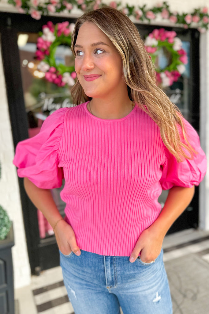 Peggy Poplin Bubble Sleeve Top - Be You Boutique