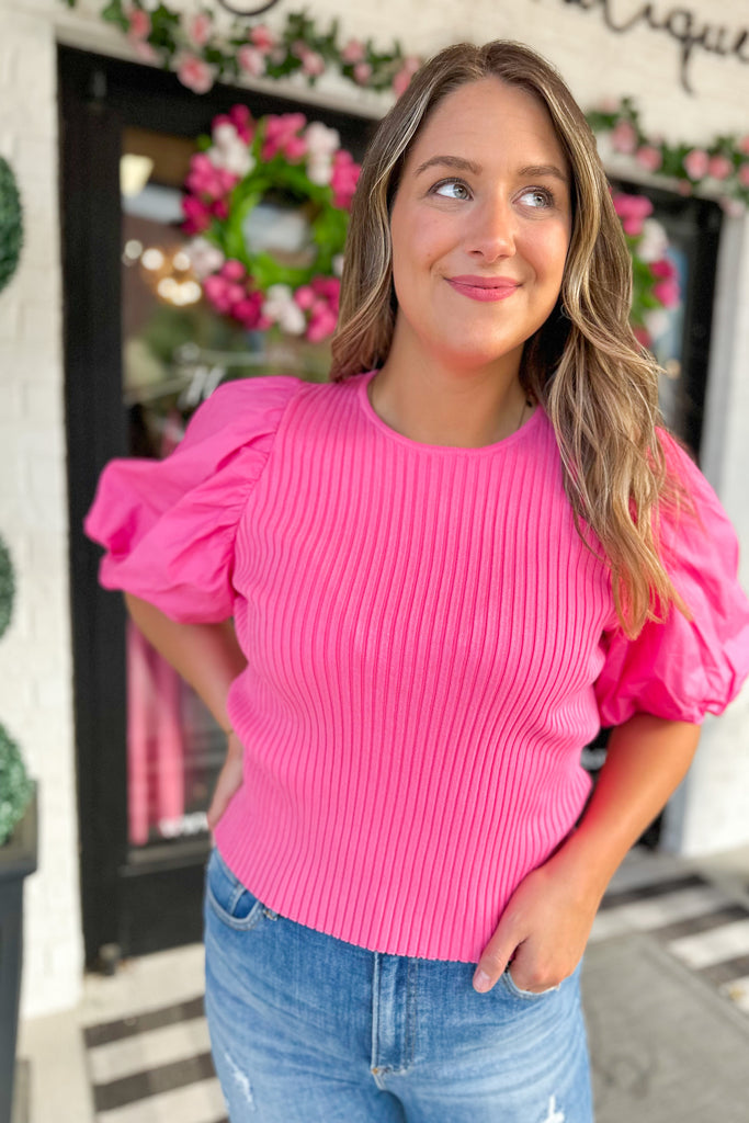 Peggy Poplin Bubble Sleeve Top - Be You Boutique
