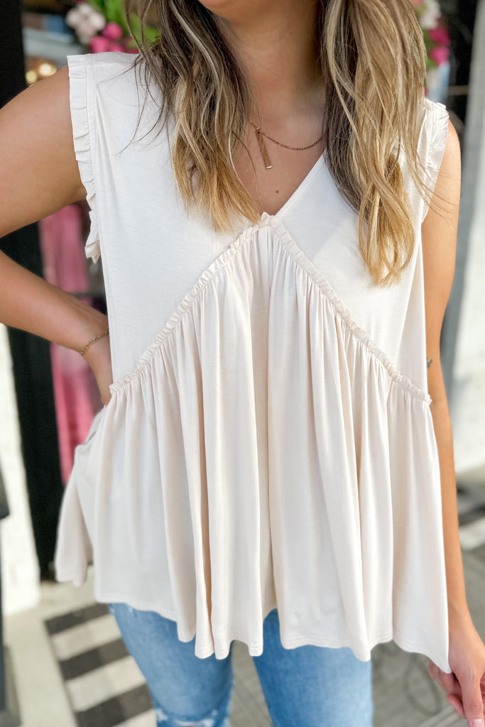 Becky Raw Edge Ruffle Detail Top - Be You Boutique