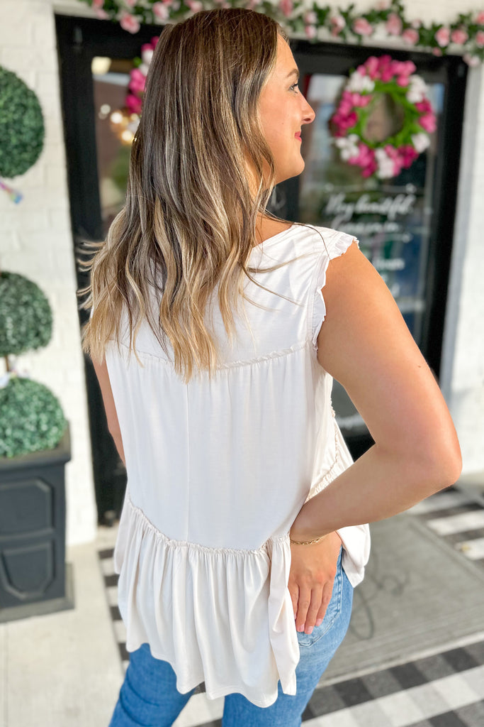 Becky Raw Edge Ruffle Detail Top - Be You Boutique
