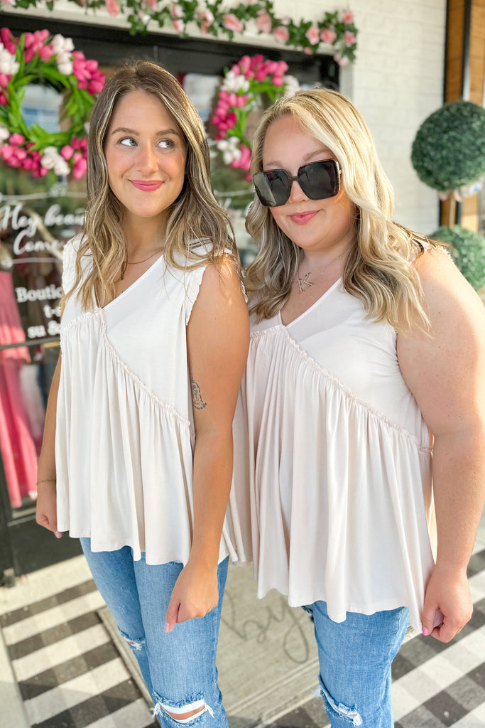 Becky Raw Edge Ruffle Detail Top - Be You Boutique
