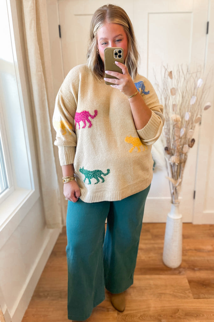 Mosley Animal Print Knit Sweater Top - Be You Boutique