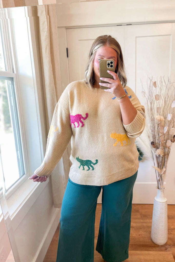 Mosley Animal Print Knit Sweater Top - Be You Boutique