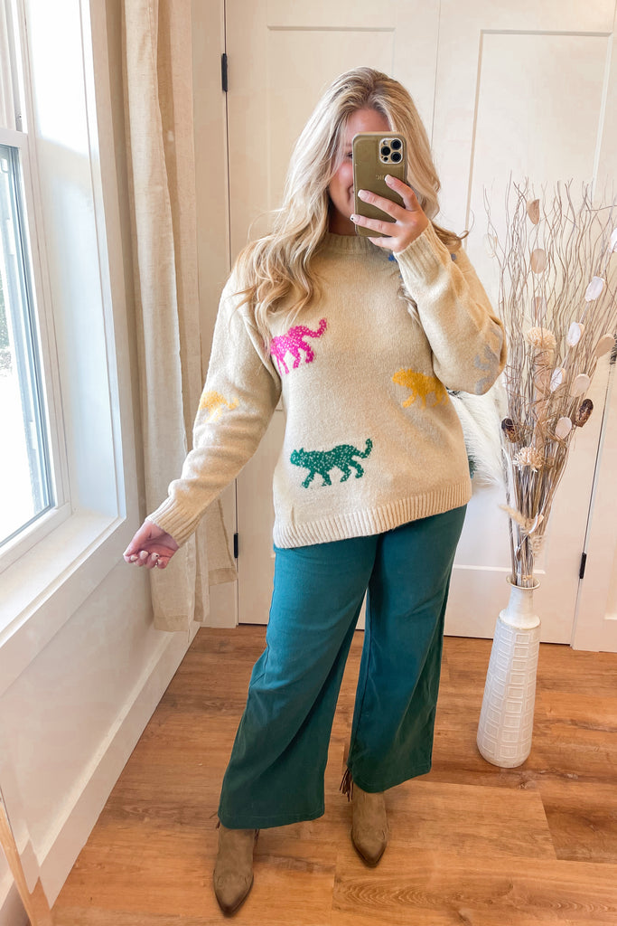 Mosley Animal Print Knit Sweater Top - Be You Boutique