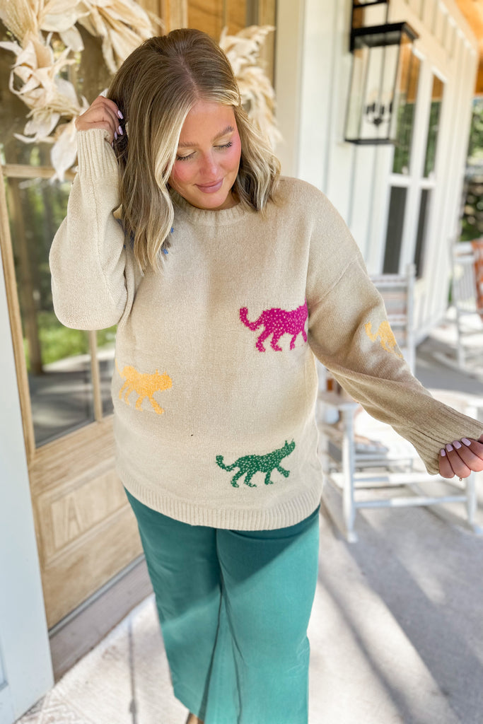 Mosley Animal Print Knit Sweater Top - Be You Boutique
