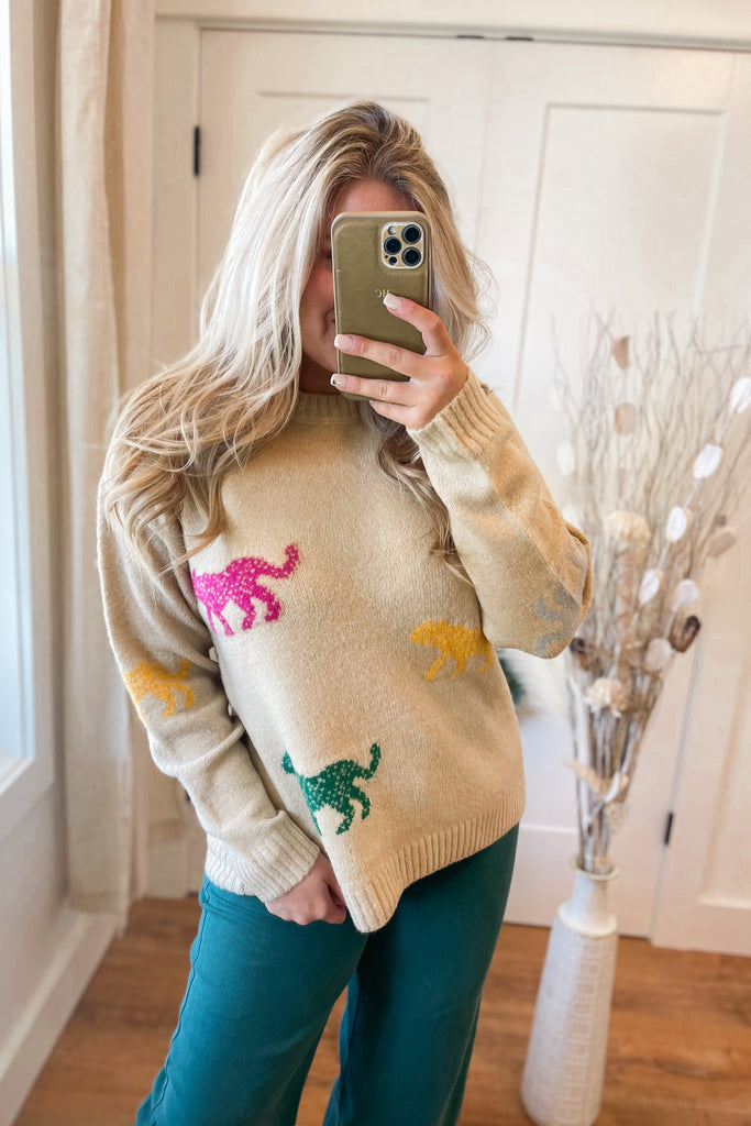 Mosley Animal Print Knit Sweater Top - Be You Boutique