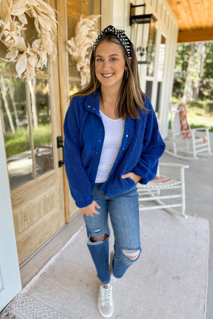 Arlo Solid Snap Button Fleece Jacket - Be You Boutique