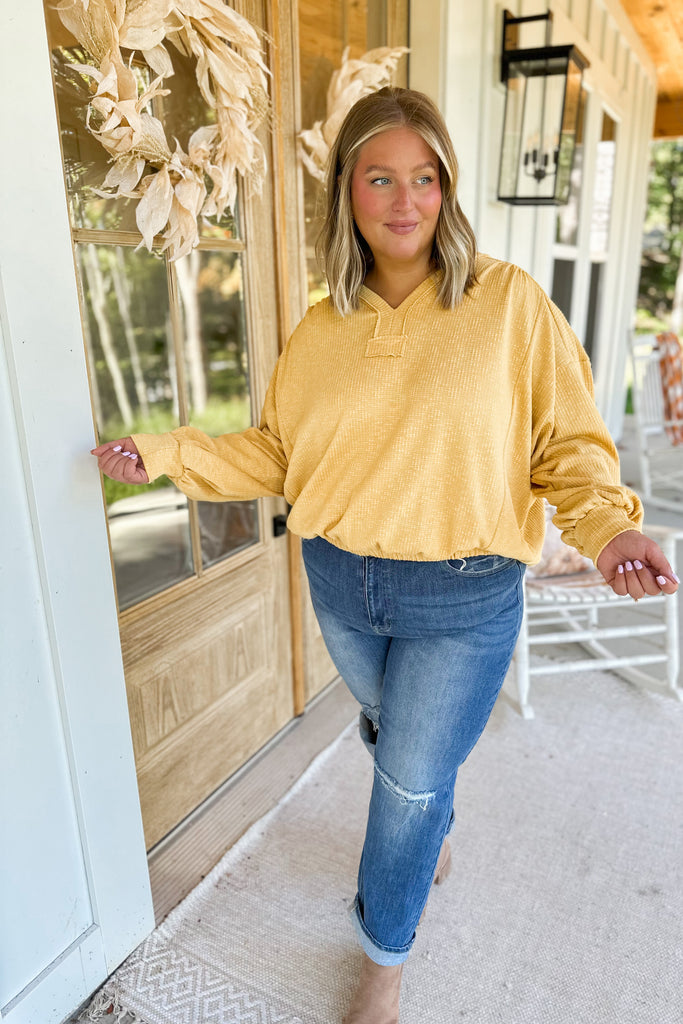 Fall 2023 Hailey V Neck Bubble Sleeve Top - Be You Boutique