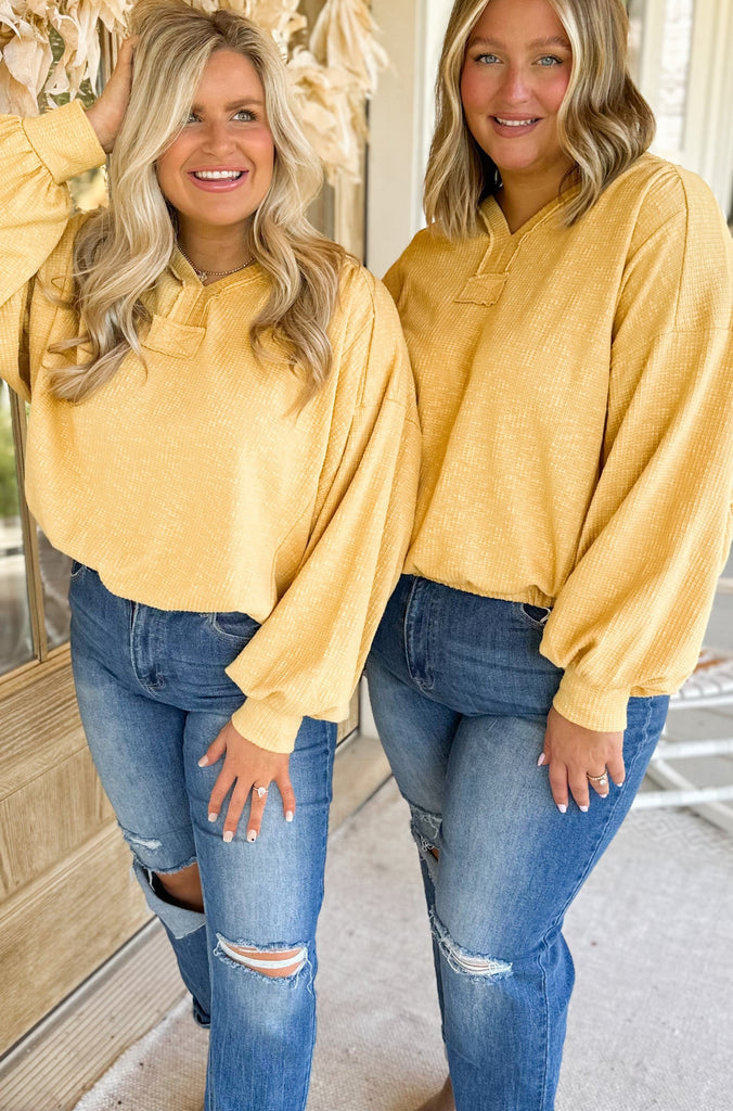 Fall 2023 Hailey V Neck Bubble Sleeve Top - Be You Boutique