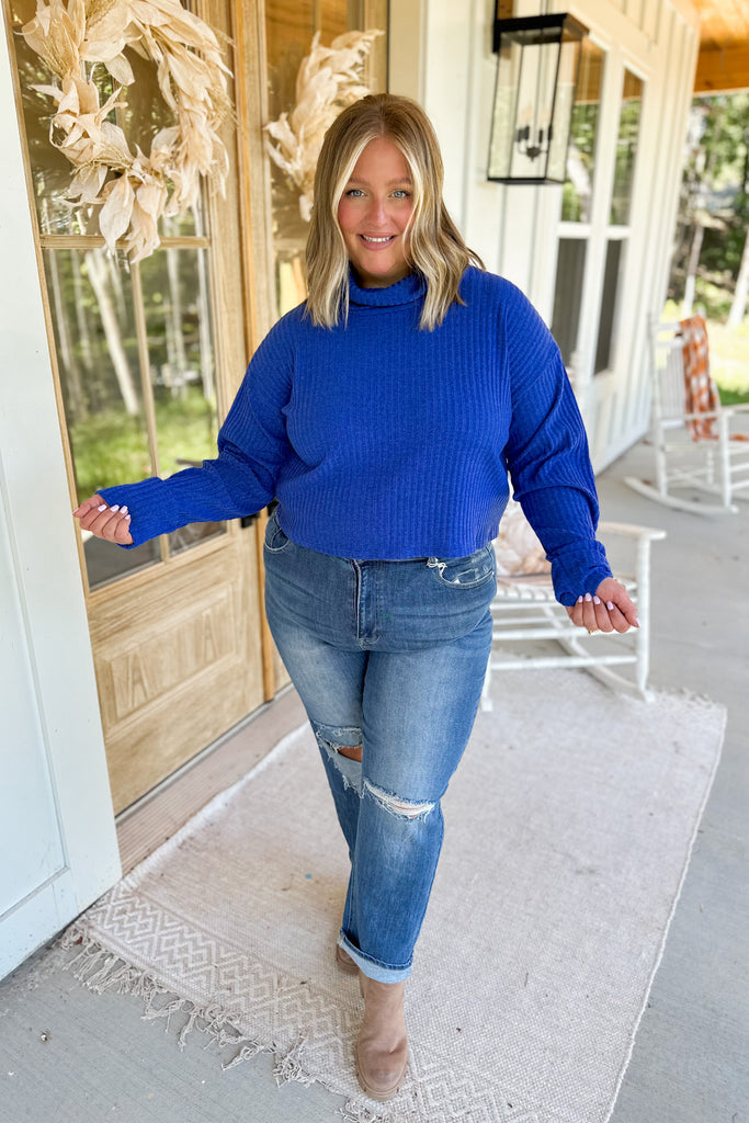 Garry Textured Cropped Turtle Neck Sweater Top - Be You Boutique
