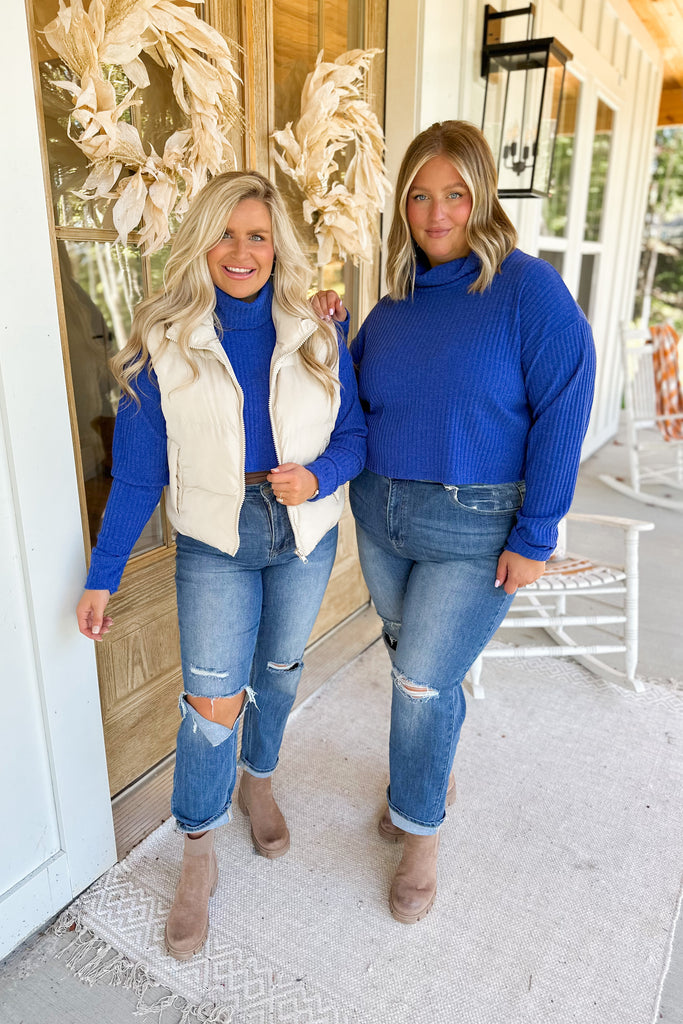 Garry Textured Cropped Turtle Neck Sweater Top - Be You Boutique