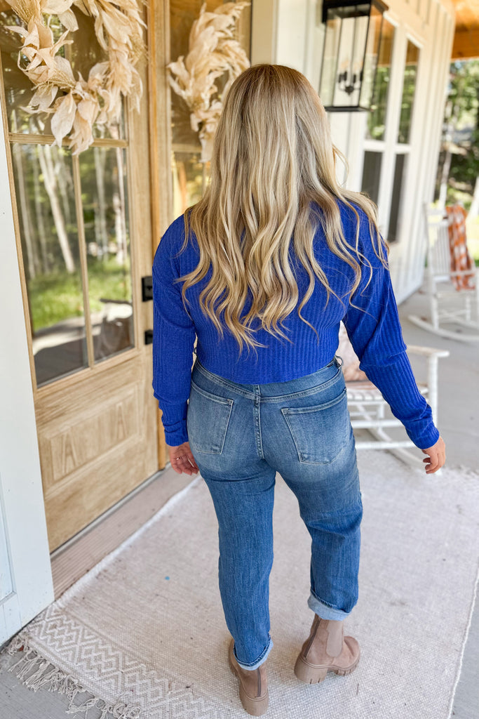 Garry Textured Cropped Turtle Neck Sweater Top - Be You Boutique