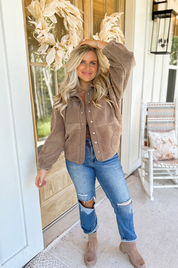 Arlo Solid Snap Button Fleece Jacket - Be You Boutique
