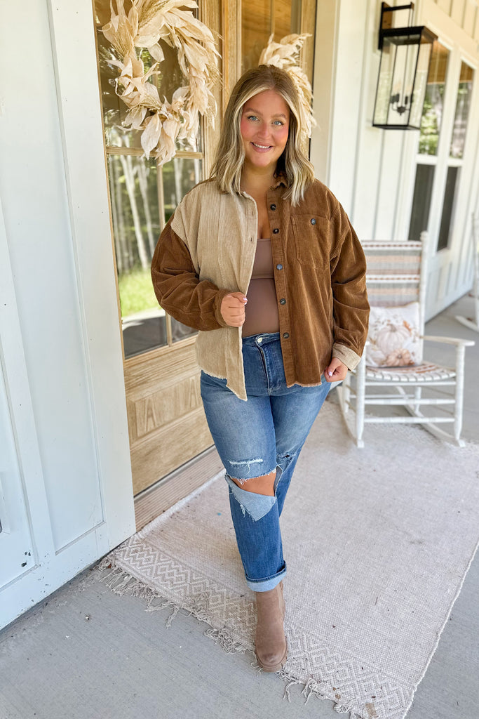 Fall 2023 Melvin High Low Color Block Corduroy Jacket - Be You Boutique