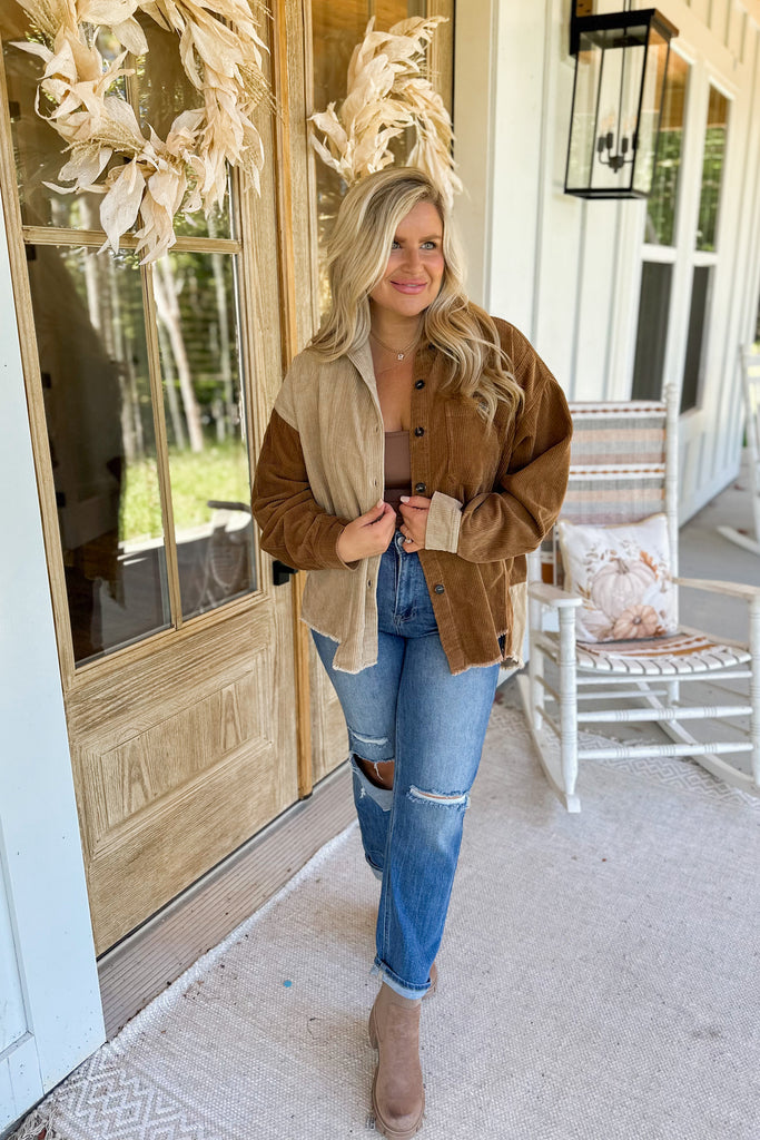 Fall 2023 Melvin High Low Color Block Corduroy Jacket - Be You Boutique