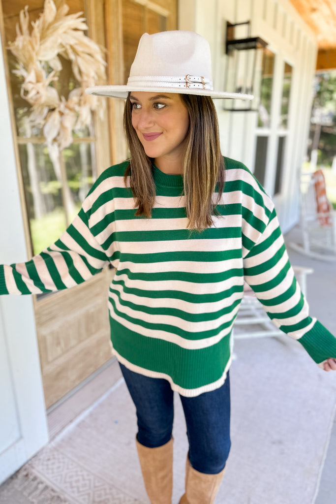 Beckett Striped Oversized Round Neck Ribbed Detail Sweater - Be You Boutique