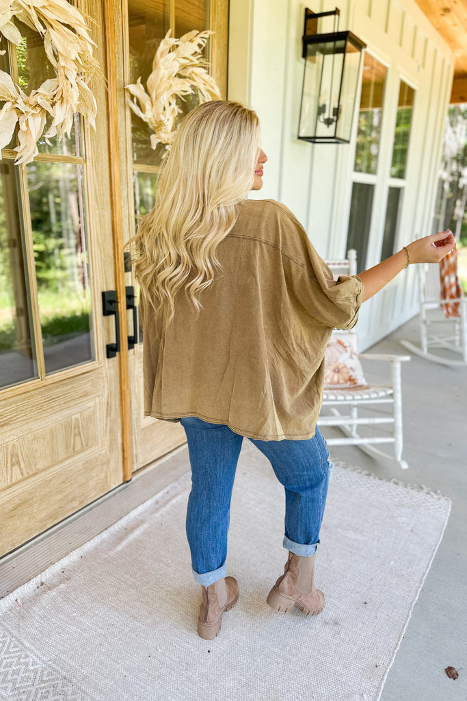 Ashton Mineral Washed Loose Fit Blouse Top - Be You Boutique